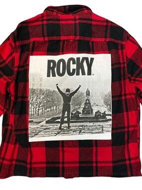 ROCKY Movie Upcycled T Shirt Flannel Boyfriend Shacket Top